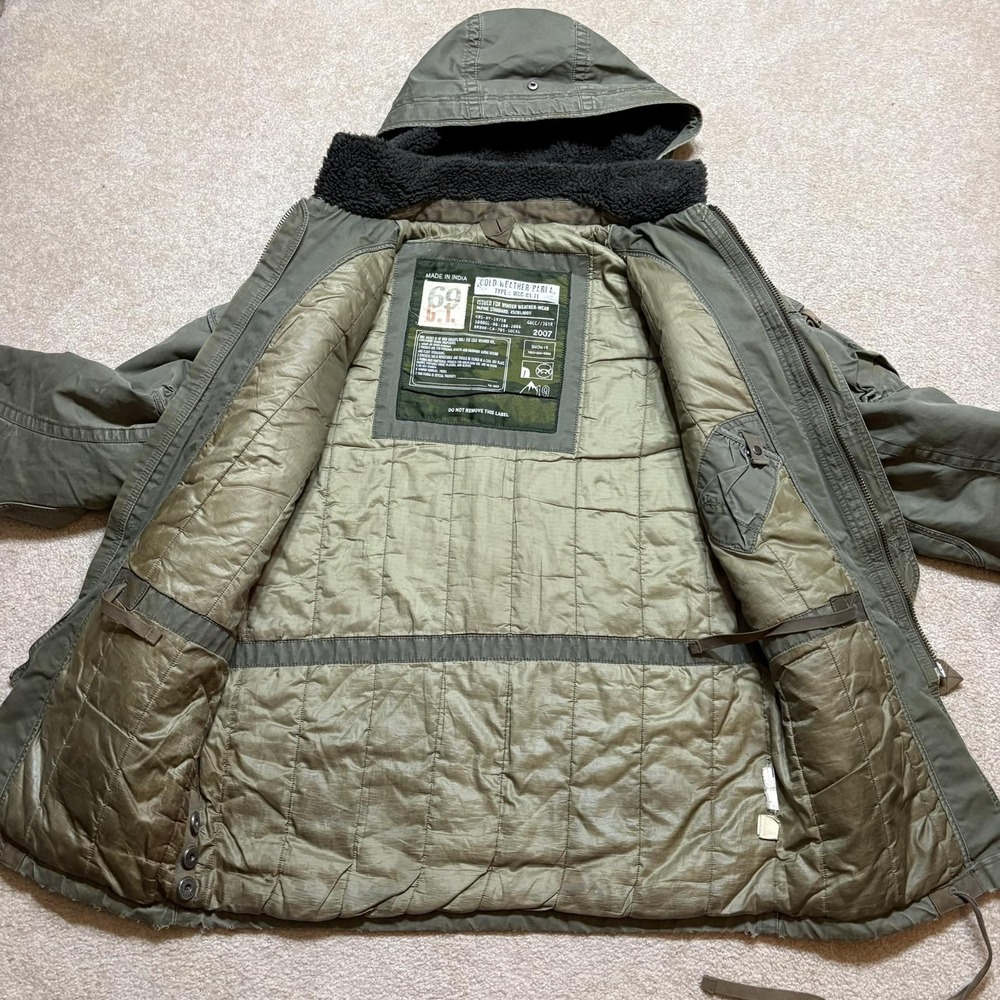 Vtg Gap Jacket Mens Large Green Military Cold Weather Parka Canvas Hooded 2007 - Picture 3 of 16